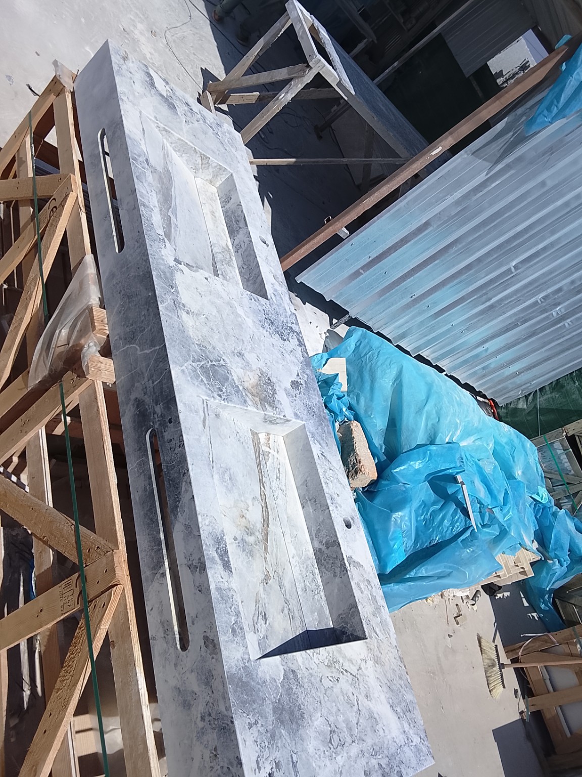 Plan vasque double en pierre